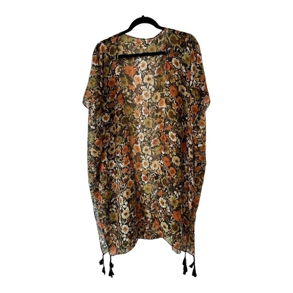 Beach Cover Up Boho Floral Kimono - Picture 1 of 5